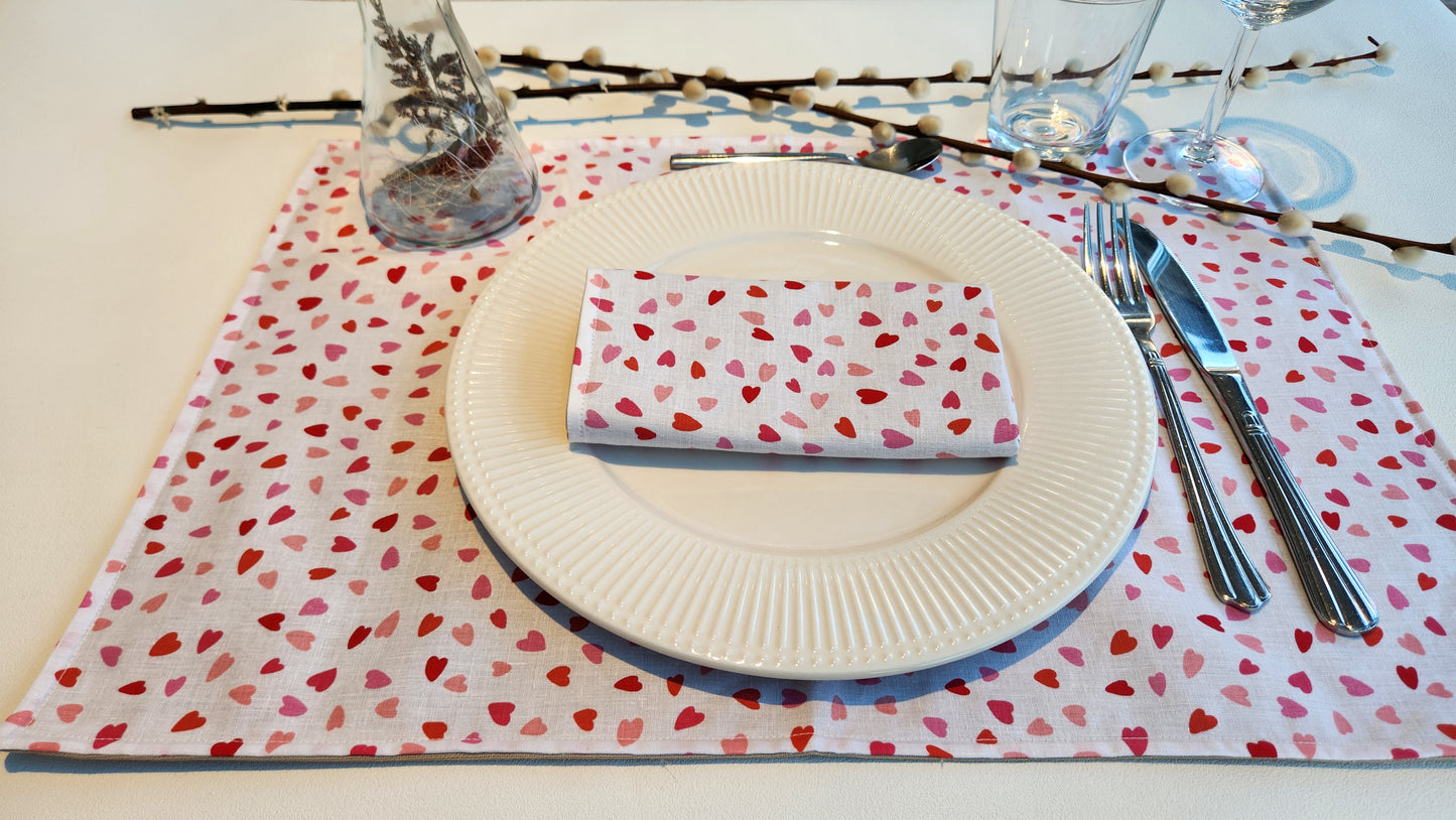 🍽️ Set de table en Coton Coeur Rose